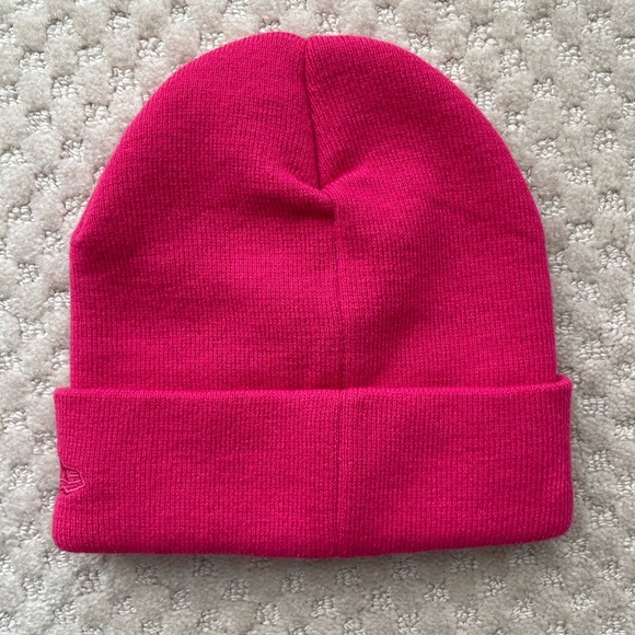 MLB New Era Los Angeles Dodgers Pop Base Beanie Pink/Orange Embroidered Toboggan - Picture 2 of 7